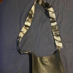 Black Purse with Army Print Adjustable Strap